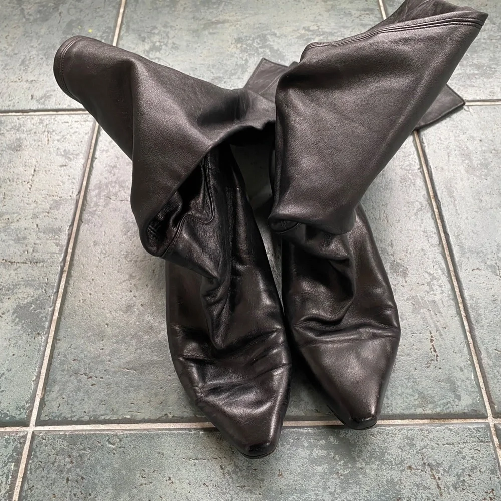 Over the Knee Black Leather Boots